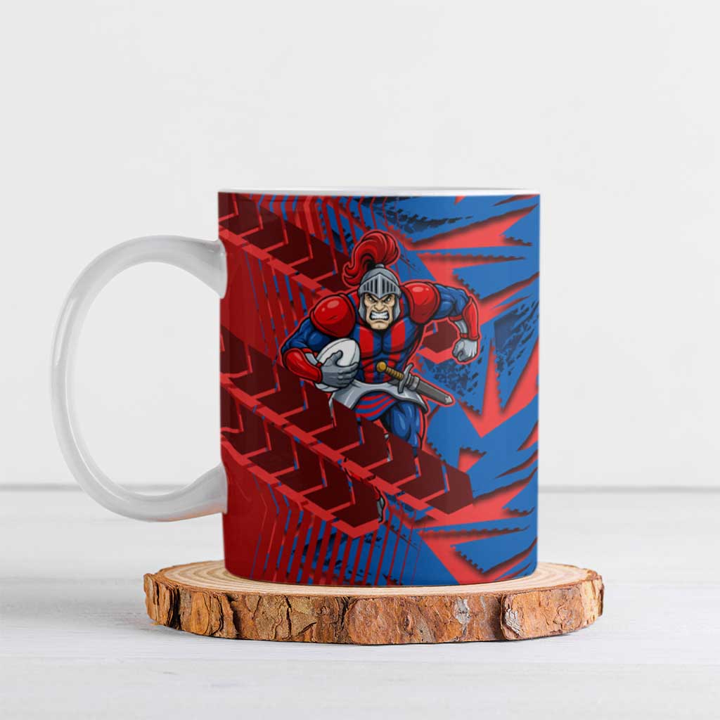 Newcastle Knights Rugby Ceramic Mug Fierce Mascot Geometric Tribal Art