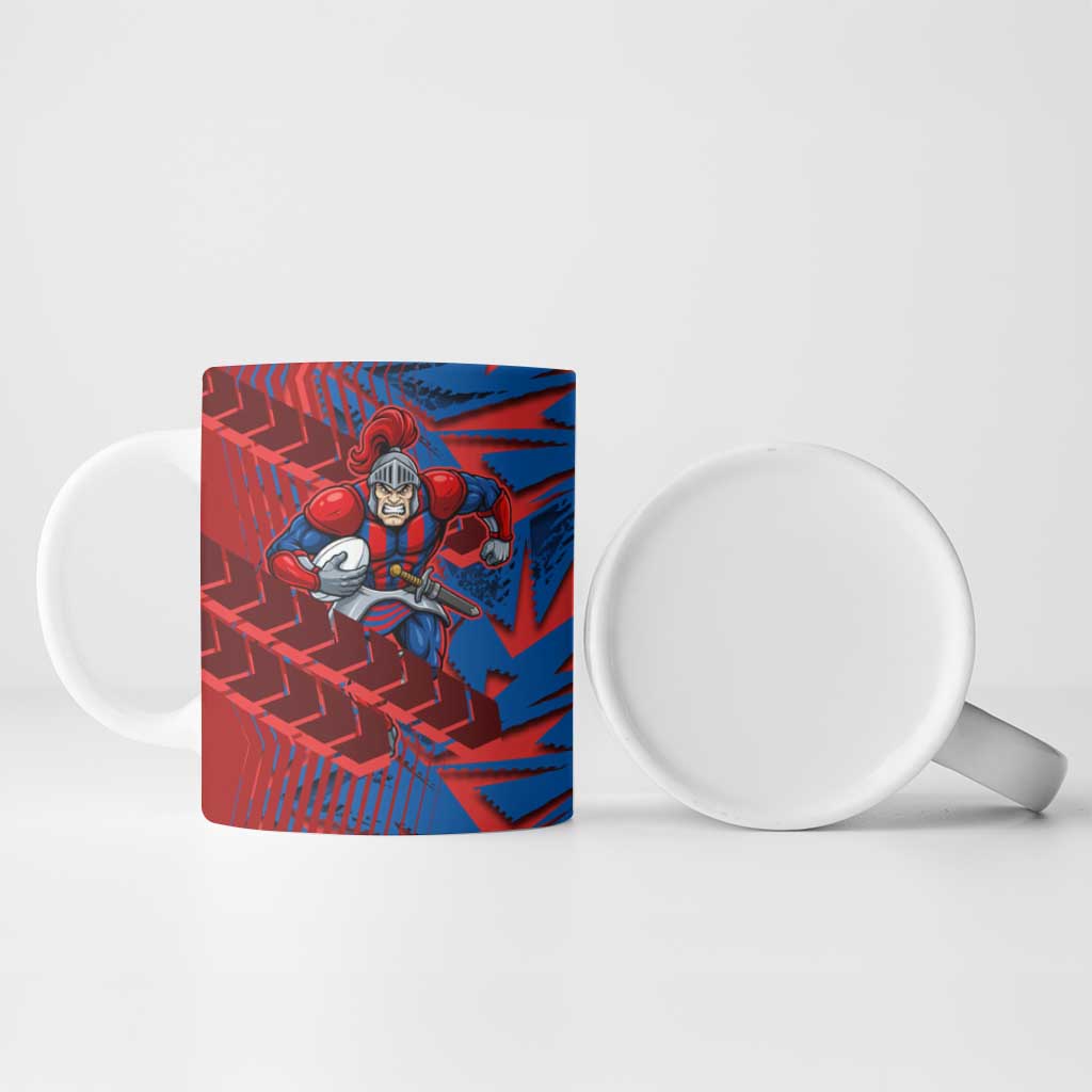 Newcastle Knights Rugby Ceramic Mug Fierce Mascot Geometric Tribal Art