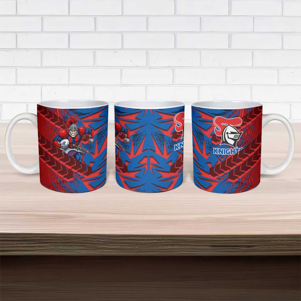 Newcastle Knights Rugby Ceramic Mug Fierce Mascot Geometric Tribal Art