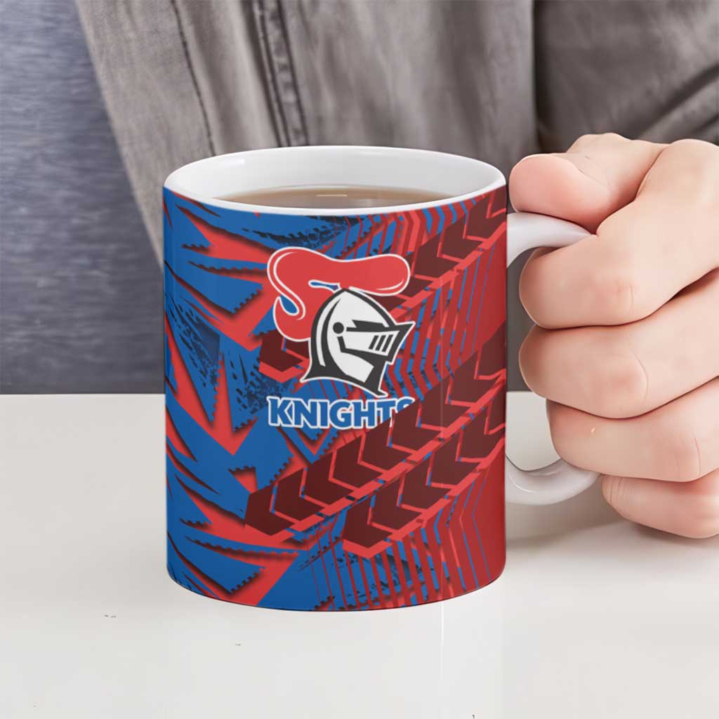 Newcastle Knights Rugby Ceramic Mug Fierce Mascot Geometric Tribal Art