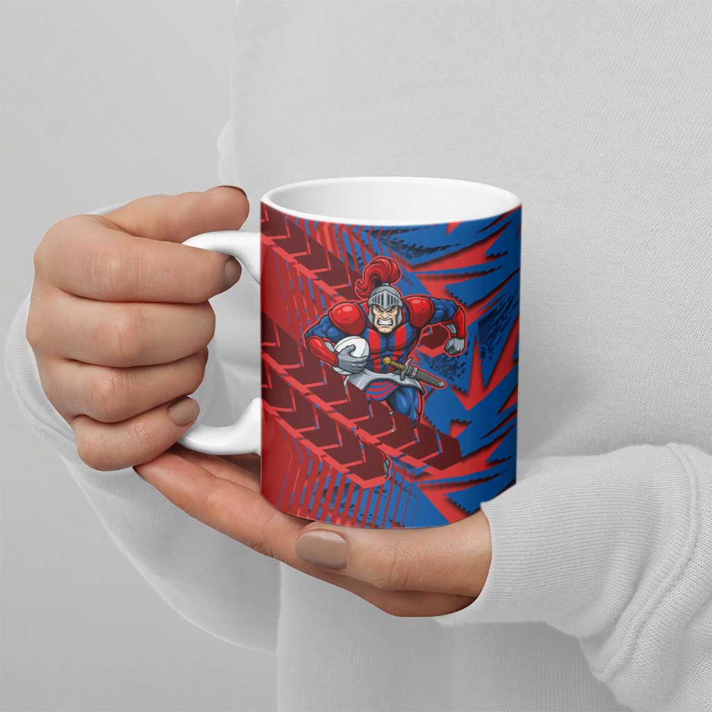 Newcastle Knights Rugby Ceramic Mug Fierce Mascot Geometric Tribal Art