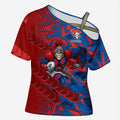 Newcastle Knights Rugby Cross Shoulder Shirt Fierce Mascot Geometric Tribal Art