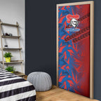 Newcastle Knights Rugby Door Cover Fierce Mascot Geometric Tribal Art