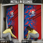 Newcastle Knights Rugby Door Cover Fierce Mascot Geometric Tribal Art