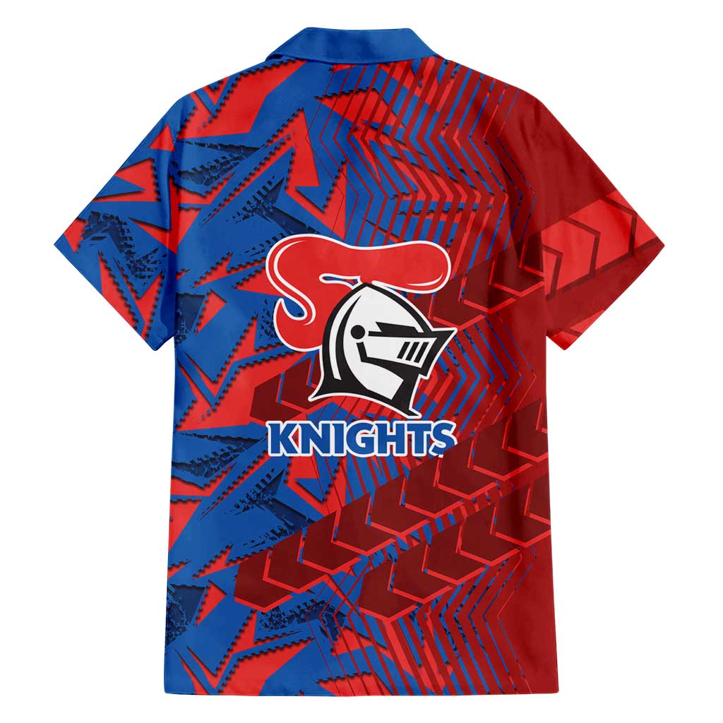 Newcastle Knights Rugby Family Matching Long Sleeve Bodycon Dress and Hawaiian Shirt Fierce Mascot Geometric Tribal Art
