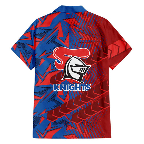 Newcastle Knights Rugby Family Matching Mermaid Dress and Hawaiian Shirt Fierce Mascot Geometric Tribal Art