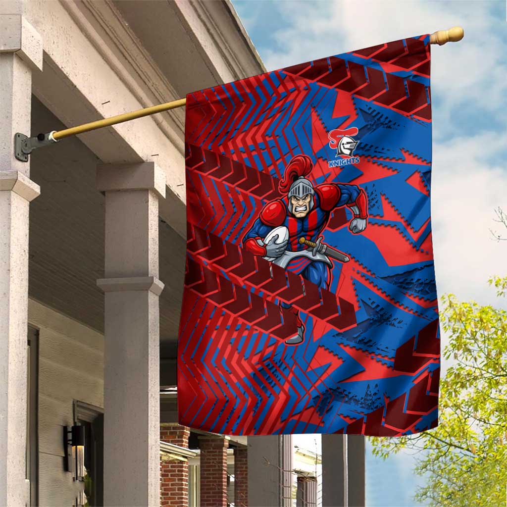 Newcastle Knights Rugby Garden Flag Fierce Mascot Geometric Tribal Art