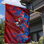 Newcastle Knights Rugby Garden Flag Fierce Mascot Geometric Tribal Art