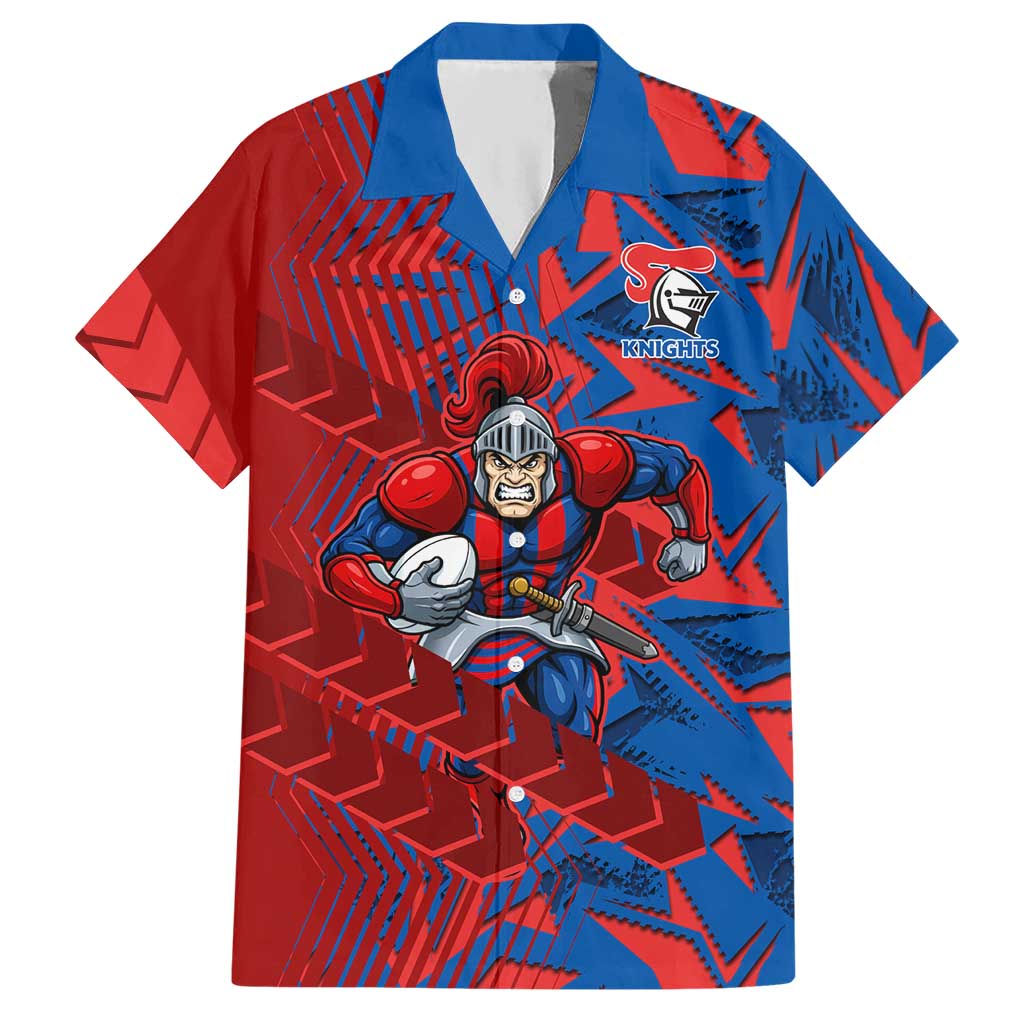 Newcastle Knights Rugby Hawaiian Shirt Fierce Mascot Geometric Tribal Art