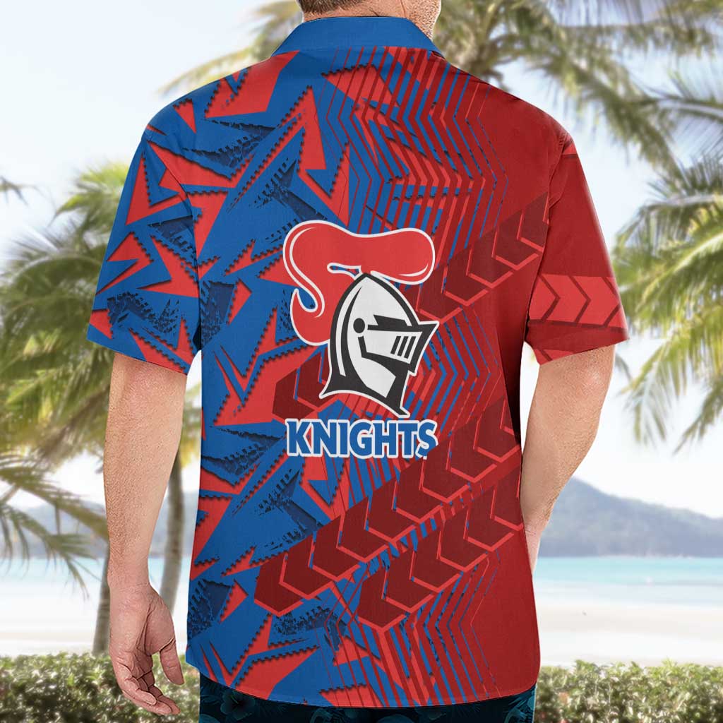 Newcastle Knights Rugby Hawaiian Shirt Fierce Mascot Geometric Tribal Art