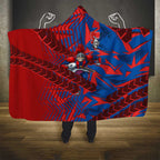 Newcastle Knights Rugby Hooded Blanket Fierce Mascot Geometric Tribal Art