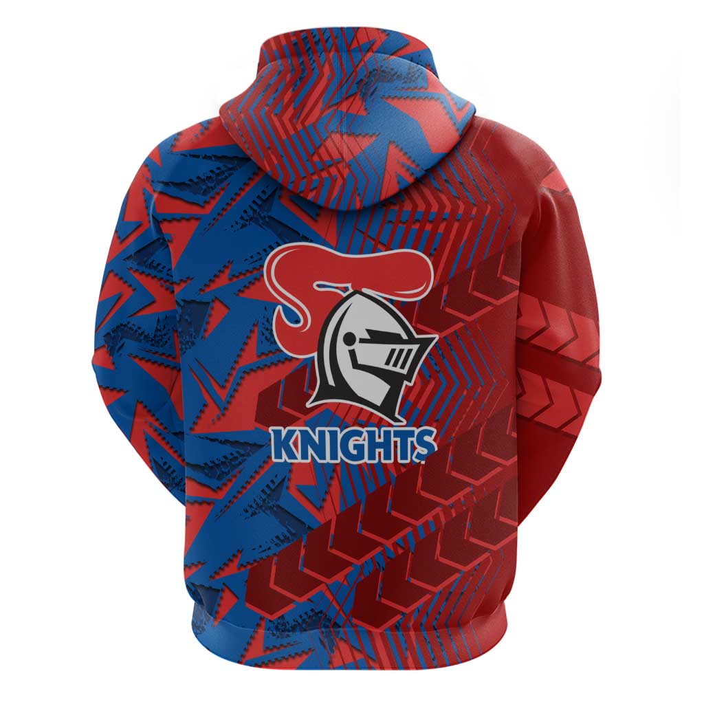 Newcastle Knights Rugby Hoodie Fierce Mascot Geometric Tribal Art