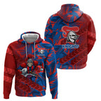 Newcastle Knights Rugby Hoodie Fierce Mascot Geometric Tribal Art