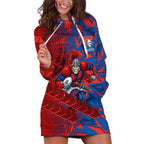 Newcastle Knights Rugby Hoodie Dress Fierce Mascot Geometric Tribal Art