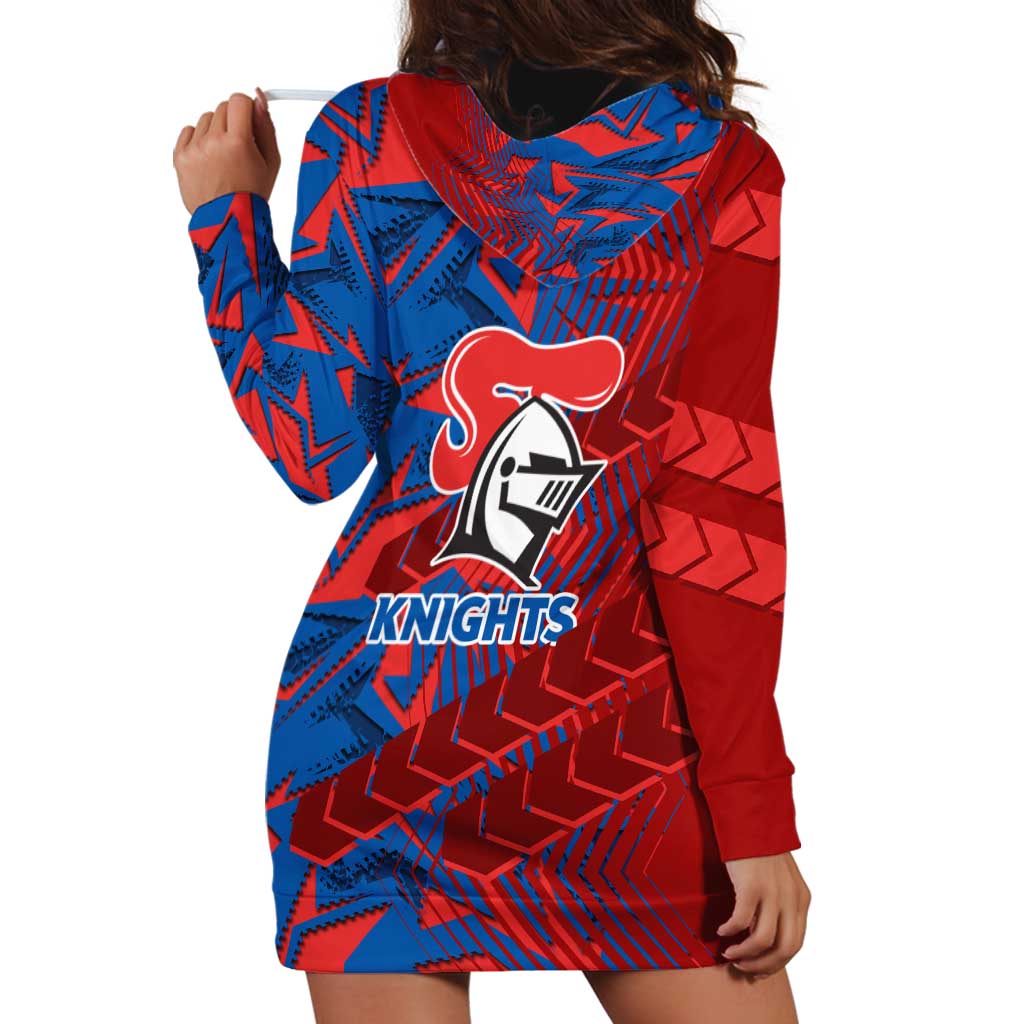 Newcastle Knights Rugby Hoodie Dress Fierce Mascot Geometric Tribal Art
