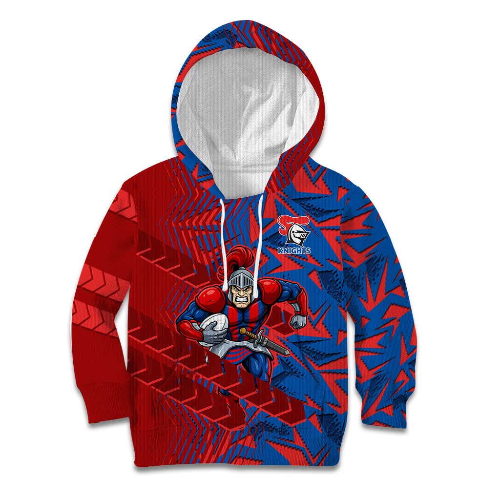 Newcastle Knights Rugby Kid Hoodie Fierce Mascot Geometric Tribal Art