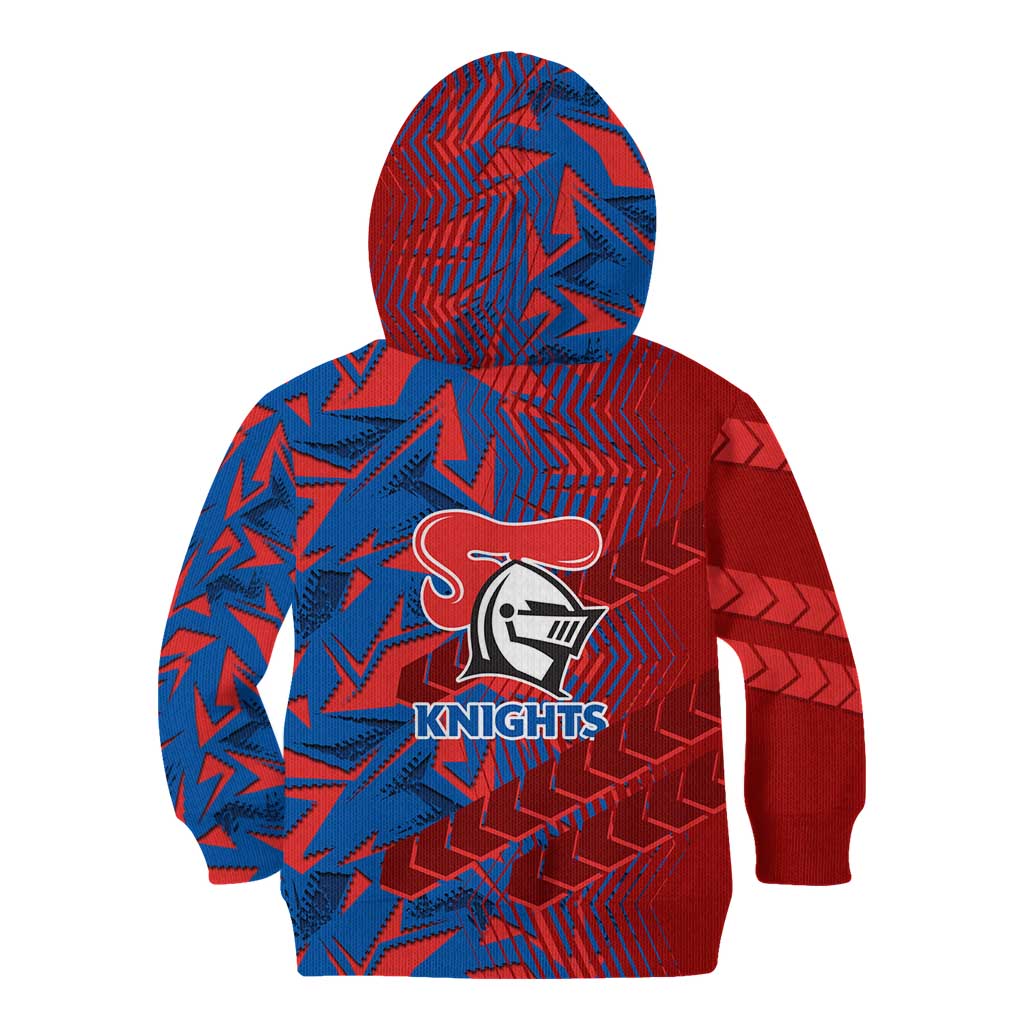 Newcastle Knights Rugby Kid Hoodie Fierce Mascot Geometric Tribal Art