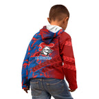 Newcastle Knights Rugby Kid Hoodie Fierce Mascot Geometric Tribal Art