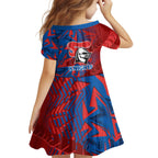 Newcastle Knights Rugby Kid Short Sleeve Dress Fierce Mascot Geometric Tribal Art