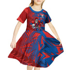 Newcastle Knights Rugby Kid Short Sleeve Dress Fierce Mascot Geometric Tribal Art