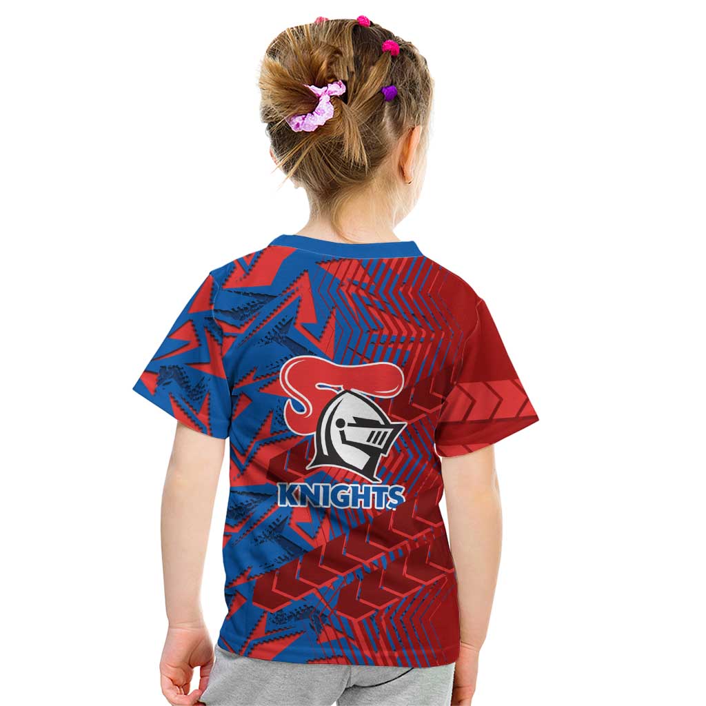 Newcastle Knights Rugby Kid T Shirt Fierce Mascot Geometric Tribal Art