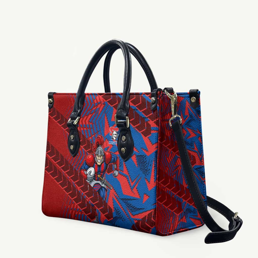 Newcastle Knights Rugby Leather Bag Fierce Mascot Geometric Tribal Art