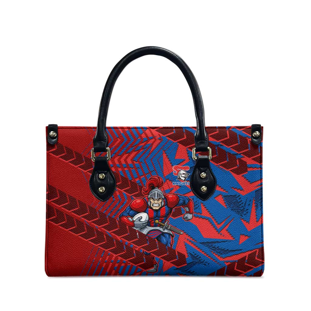 Newcastle Knights Rugby Leather Bag Fierce Mascot Geometric Tribal Art