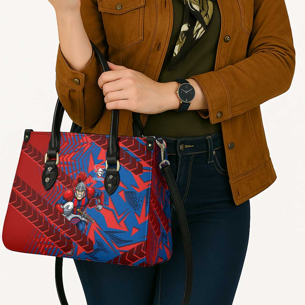 Newcastle Knights Rugby Leather Bag Fierce Mascot Geometric Tribal Art