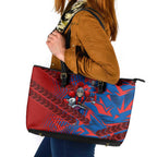 Newcastle Knights Rugby Leather Tote Bag Fierce Mascot Geometric Tribal Art
