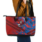 Newcastle Knights Rugby Leather Tote Bag Fierce Mascot Geometric Tribal Art