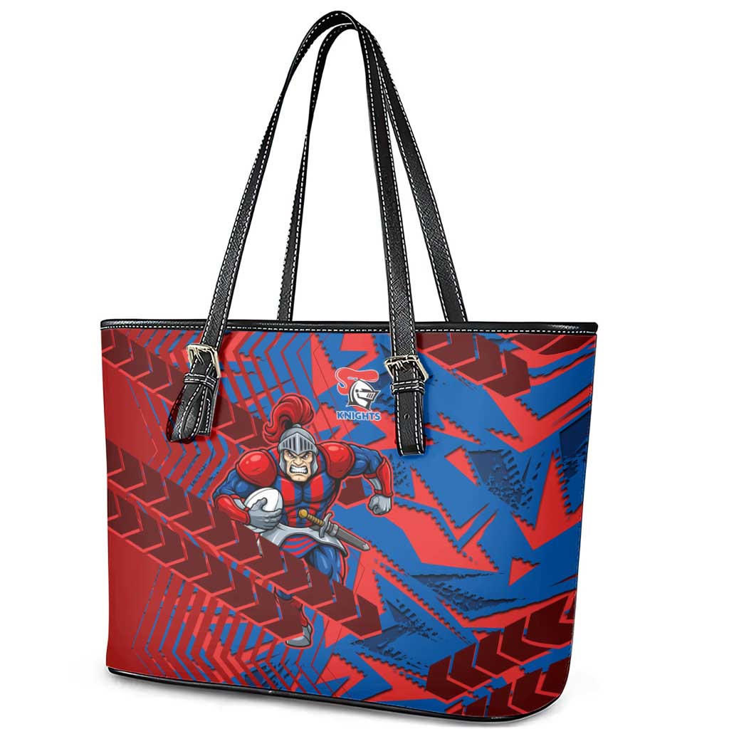 Newcastle Knights Rugby Leather Tote Bag Fierce Mascot Geometric Tribal Art