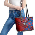 Newcastle Knights Rugby Leather Tote Bag Fierce Mascot Geometric Tribal Art