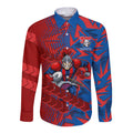 Newcastle Knights Rugby Long Sleeve Button Shirt Fierce Mascot Geometric Tribal Art