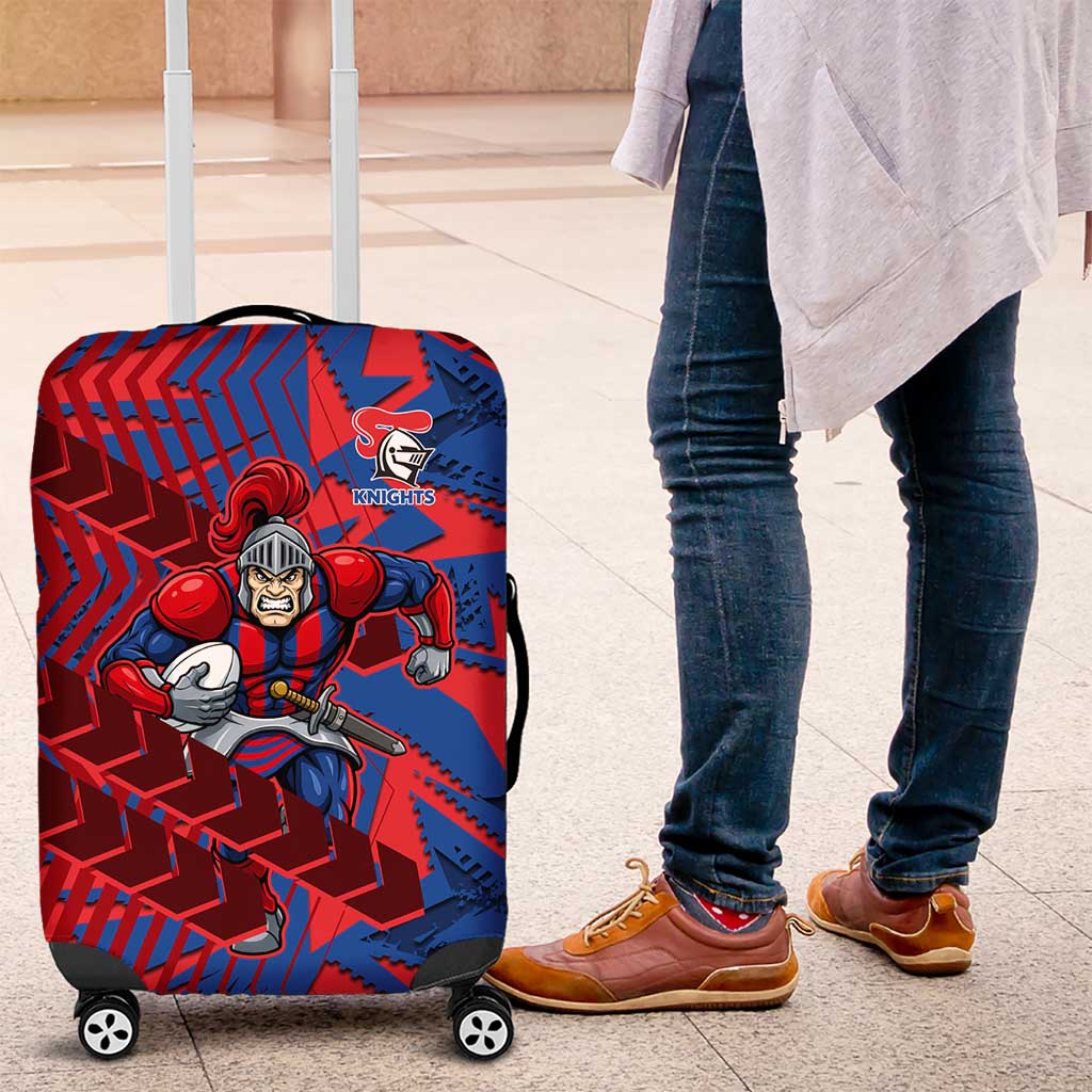 Newcastle Knights Rugby Luggage Cover Fierce Mascot Geometric Tribal Art