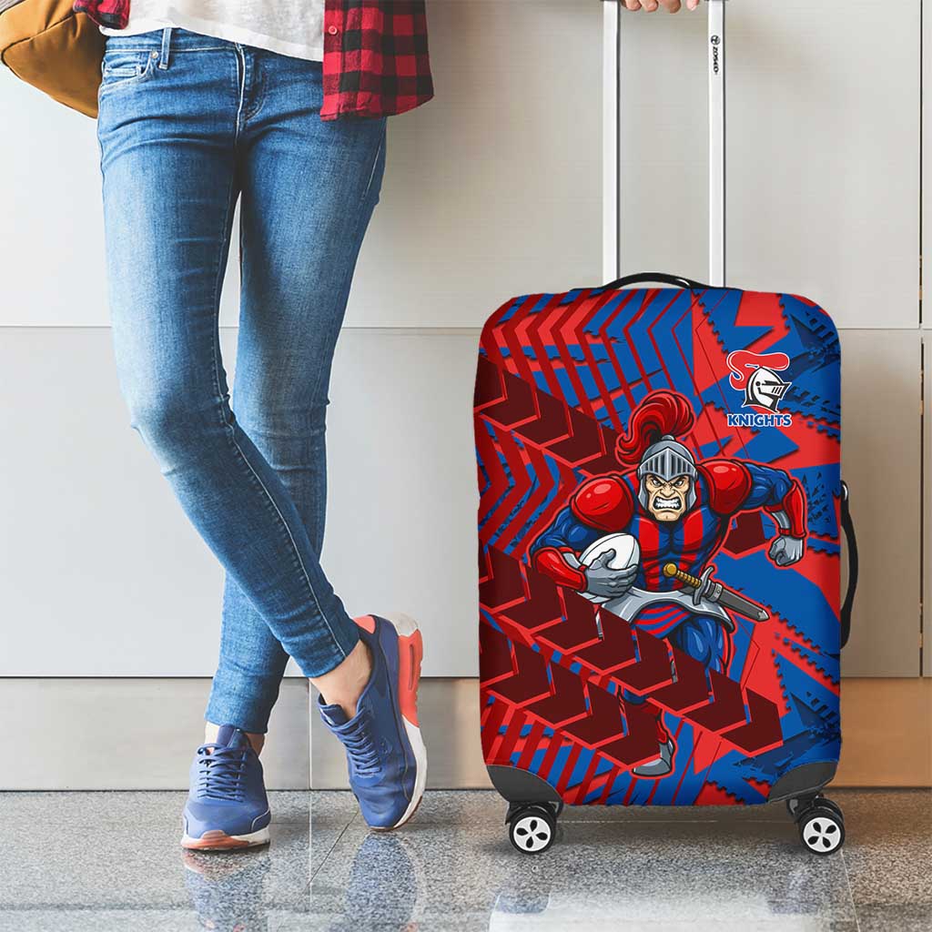 Newcastle Knights Rugby Luggage Cover Fierce Mascot Geometric Tribal Art