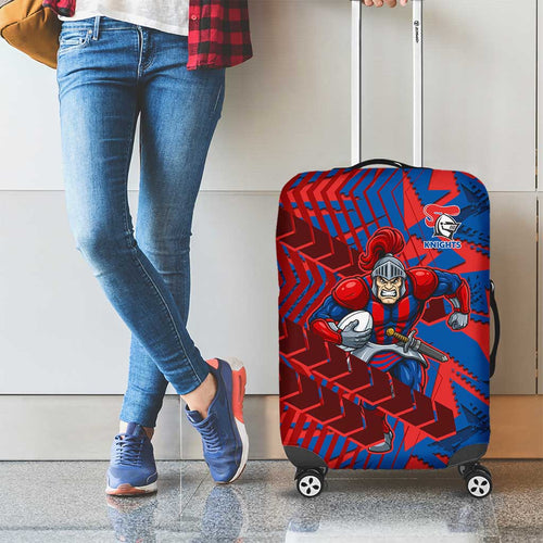 Newcastle Knights Rugby Luggage Cover Fierce Mascot Geometric Tribal Art