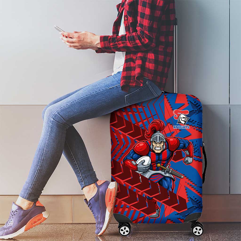 Newcastle Knights Rugby Luggage Cover Fierce Mascot Geometric Tribal Art