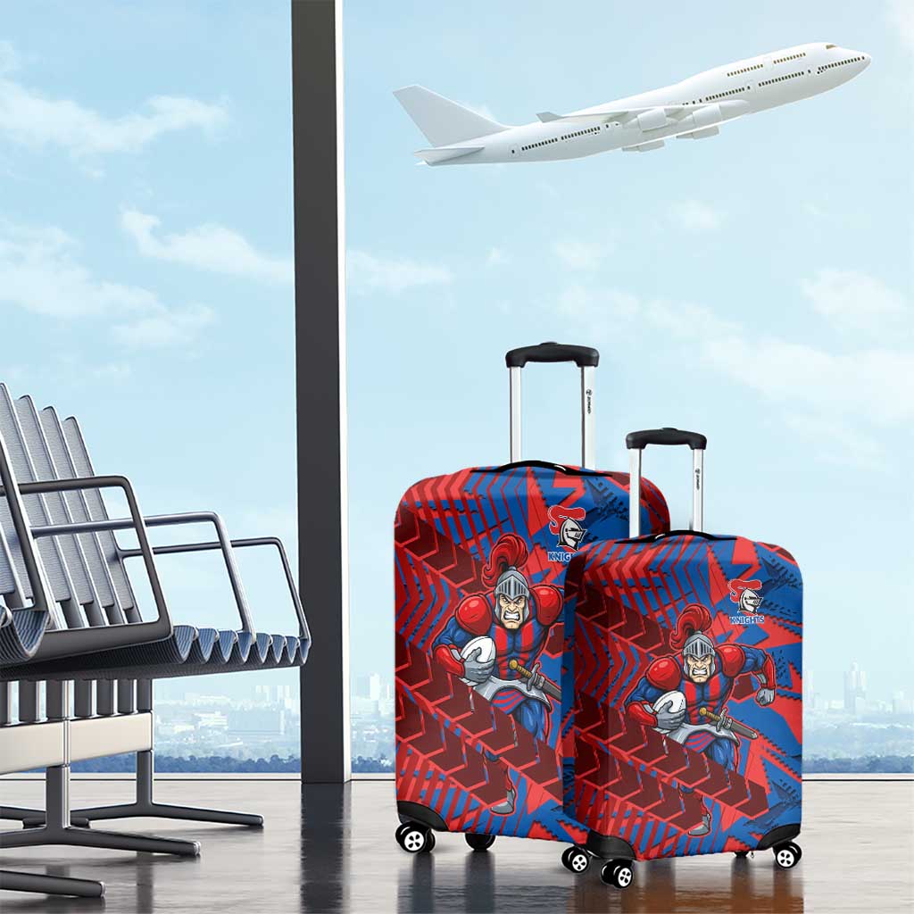 Newcastle Knights Rugby Luggage Cover Fierce Mascot Geometric Tribal Art