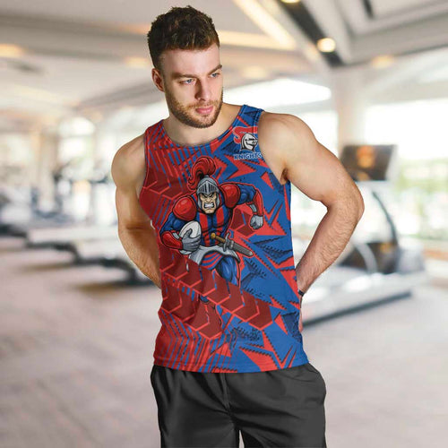 Newcastle Knights Rugby Men Tank Top Fierce Mascot Geometric Tribal Art
