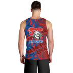 Newcastle Knights Rugby Men Tank Top Fierce Mascot Geometric Tribal Art