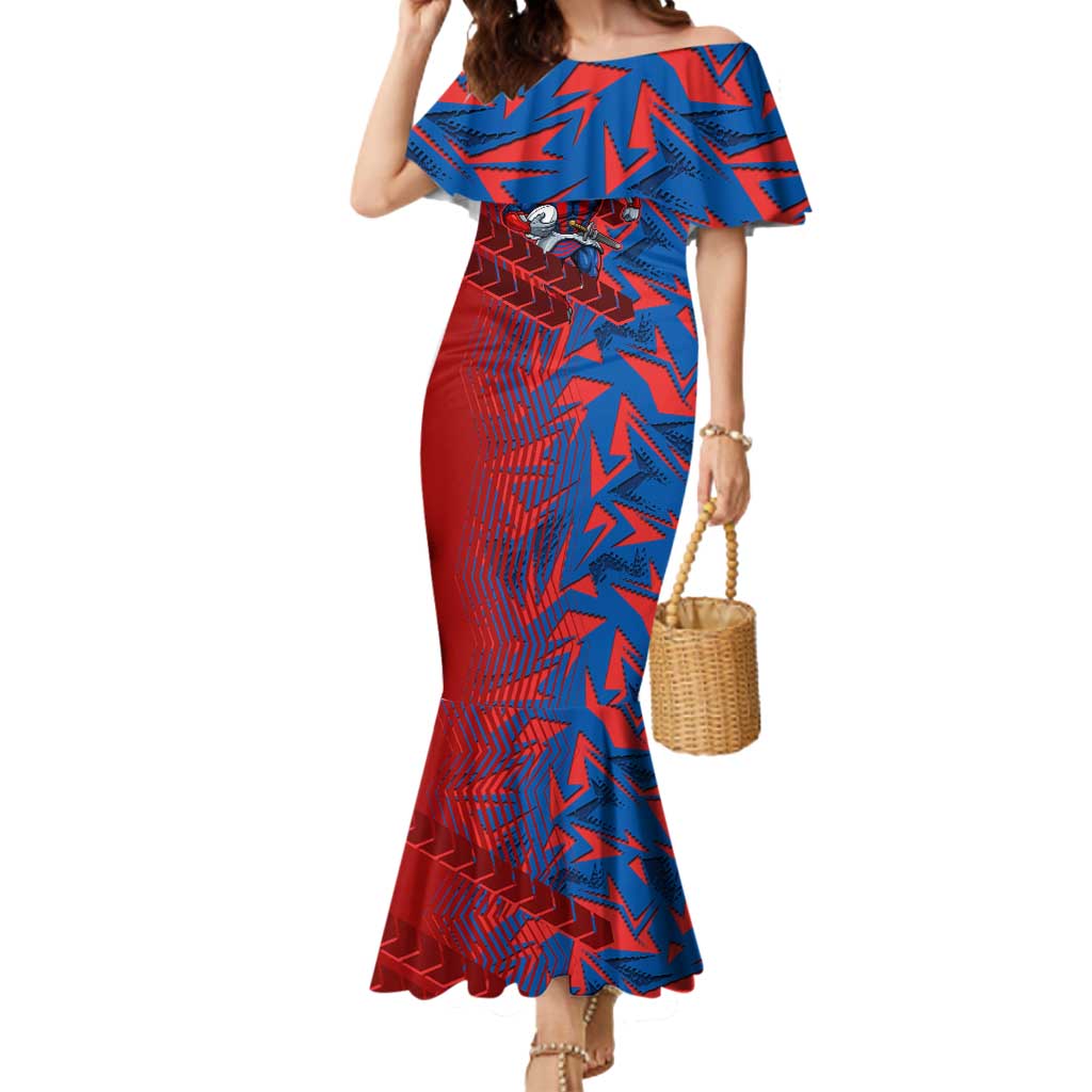 Newcastle Knights Rugby Mermaid Dress Fierce Mascot Geometric Tribal Art