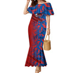 Newcastle Knights Rugby Mermaid Dress Fierce Mascot Geometric Tribal Art