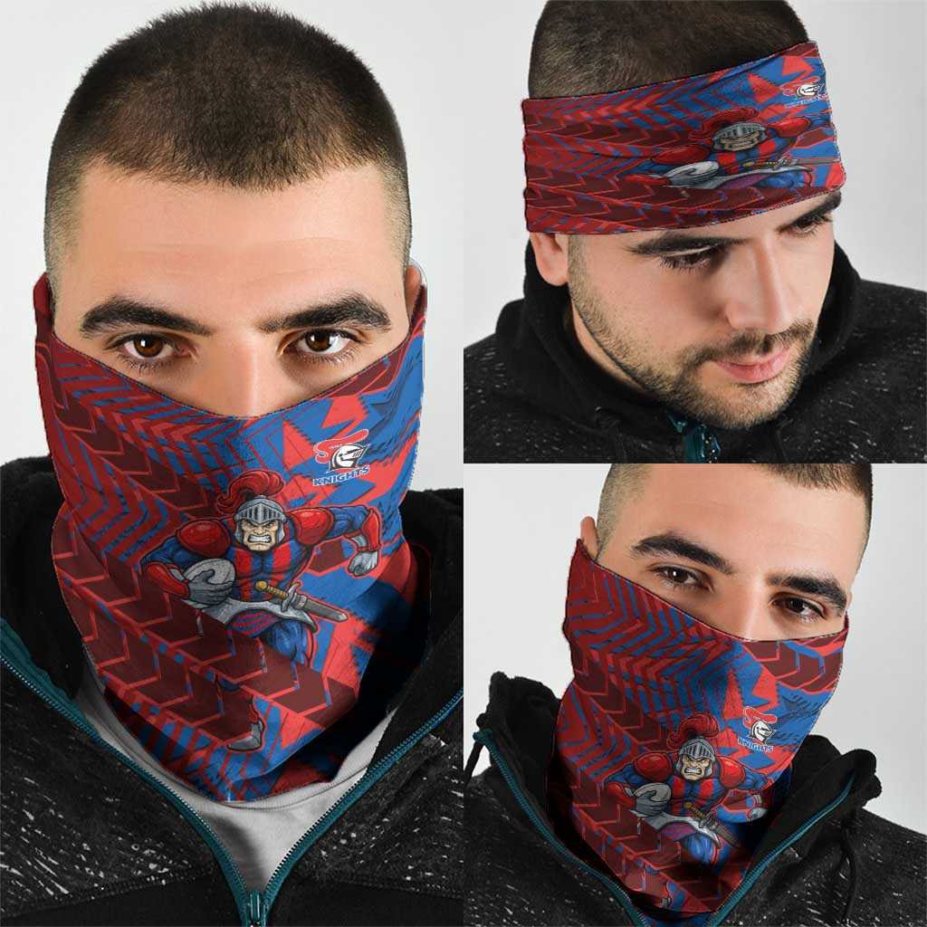 Newcastle Knights Rugby Neck Gaiter Fierce Mascot Geometric Tribal Art