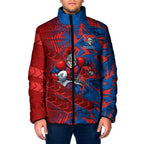 Newcastle Knights Rugby Padded Jacket Fierce Mascot Geometric Tribal Art