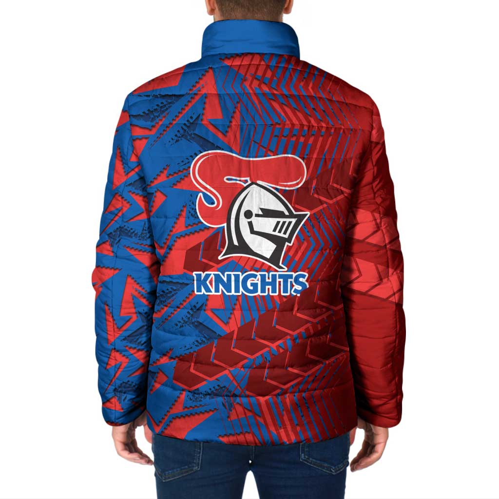 Newcastle Knights Rugby Padded Jacket Fierce Mascot Geometric Tribal Art