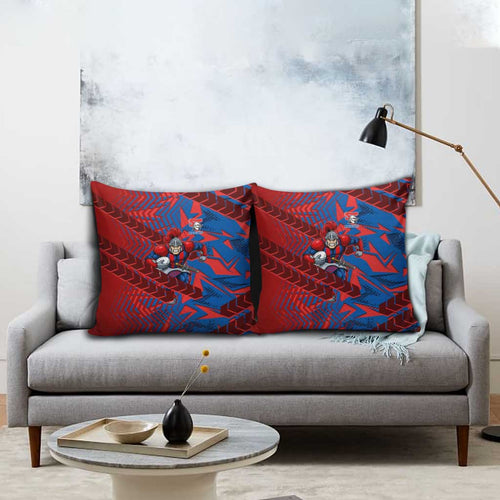 Newcastle Knights Rugby Pillow Cover Fierce Mascot Geometric Tribal Art
