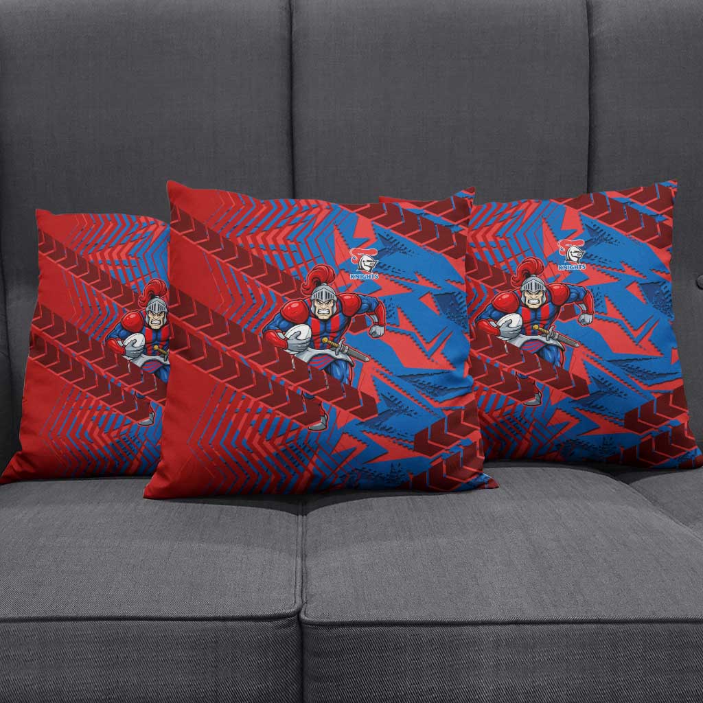 Newcastle Knights Rugby Pillow Cover Fierce Mascot Geometric Tribal Art