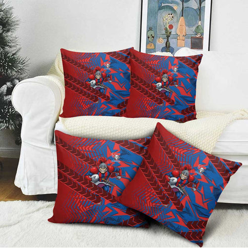 Newcastle Knights Rugby Pillow Cover Fierce Mascot Geometric Tribal Art