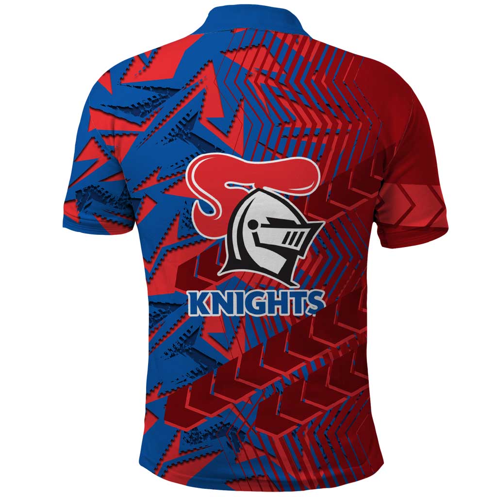 Newcastle Knights Rugby Polo Shirt Fierce Mascot Geometric Tribal Art