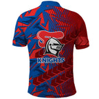Newcastle Knights Rugby Polo Shirt Fierce Mascot Geometric Tribal Art